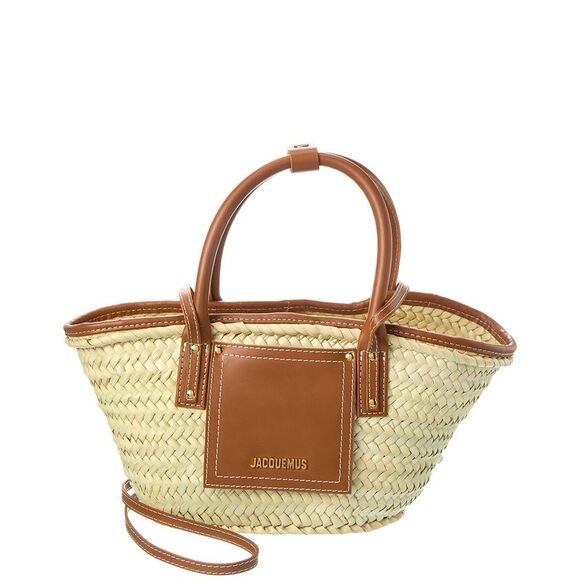 Jacquemus Le Panier Soli Straw & Leather Tote - Picture 1 of 5